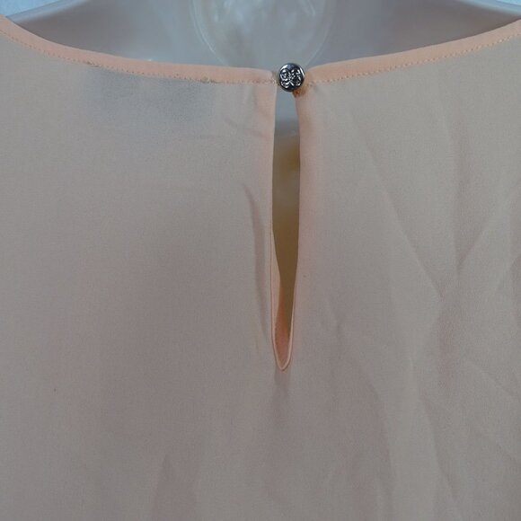 CeCe Peach Orange Flowy Short Sleeve Blouse Women Size XL Semisheer Keyhole Back - Picture 4 of 8